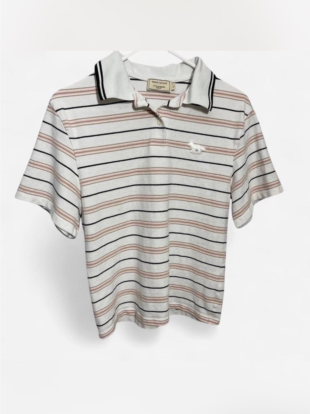 Maison Kitsune Striped Fox polo shirt